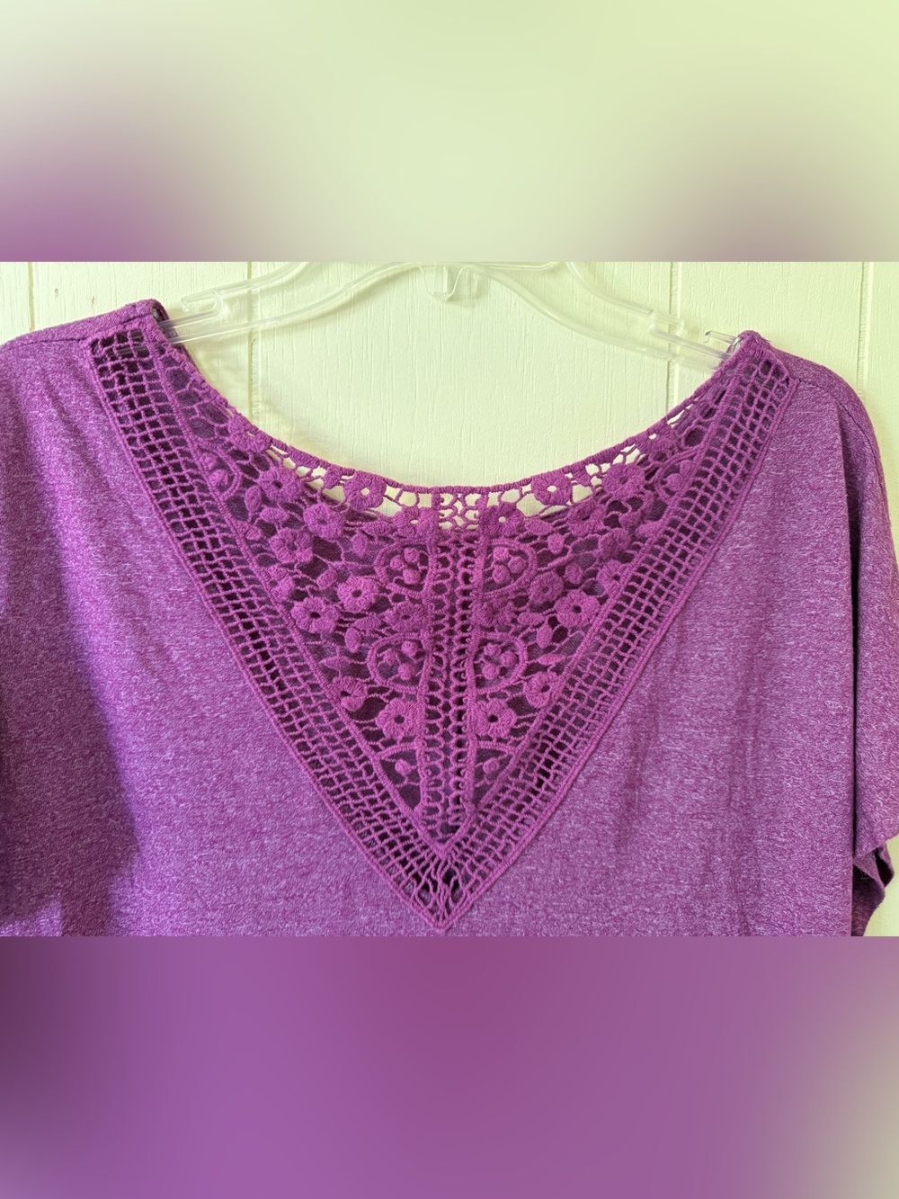 Apt. 9 Heathered Purple Twist-Hem Short Sleeve Top - Picture 3 of 6